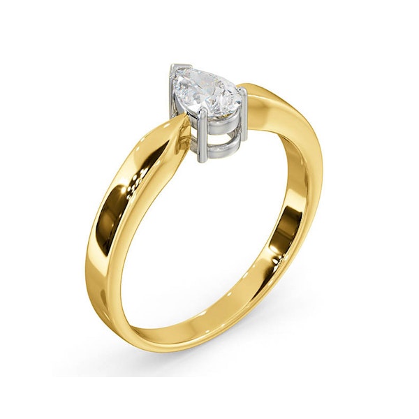 Certified Pear Shaped 18K Gold Diamond Engagement Ring 0.50CT-G/Vs - Image 2