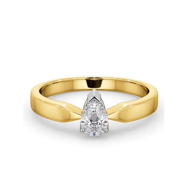 Certified Pear Shaped 18K Gold Diamond Engagement Ring 0.50CT-G/Vs - Image 3