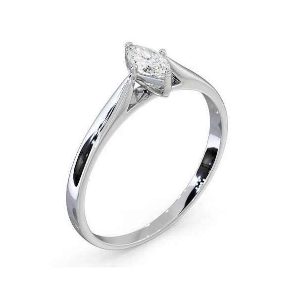 Engagement Ring Certified Marquise Diamond 0.25CT H/SI 18K White Gold - Image 2