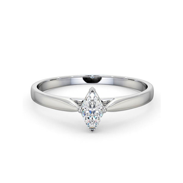 Engagement Ring Certified Marquise Diamond 0.25CT H/SI 18K White Gold - Image 3