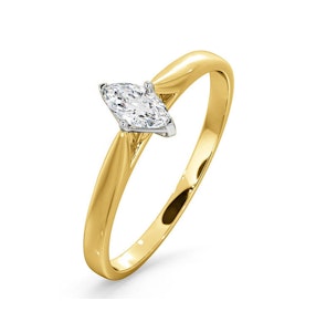 Certified Marquise 18K Gold Diamond Engagement Ring 0.25CT-G-H/SI