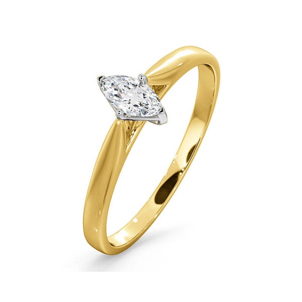 Certified Marquise 18K Gold Diamond Engagement Ring 0.25CT-G-H/SI - Image 1