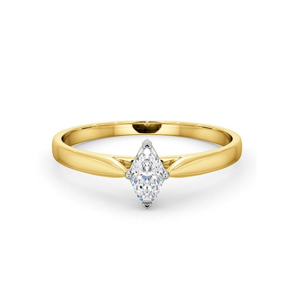 Certified Marquise 18K Gold Diamond Engagement Ring 0.25CT-F-G/VS - Image 3
