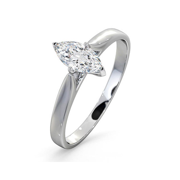 Engagement Ring Certified Marquise Diamond 0.50CT G/VS 18K White Gold - Image 1