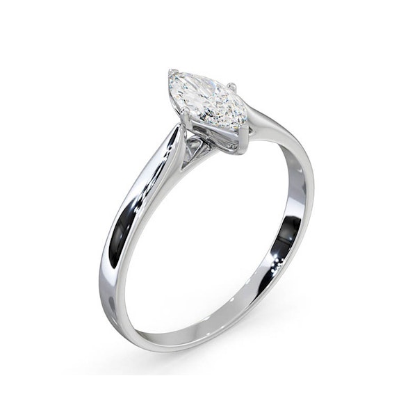 Engagement Ring Certified Diamond 0.50CT H/SI Marquise 18K White Gold - Image 2