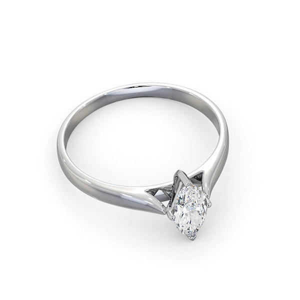 Engagement Ring Certified Diamond 0.50CT H/SI Marquise 18K White Gold - Image 4