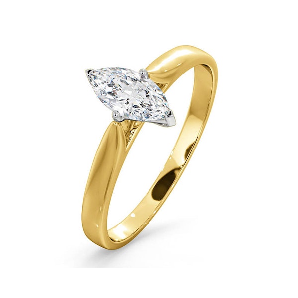 Certified Marquise 18K Gold Diamond Engagement Ring 0.50CT-F-G/VS - Image 1