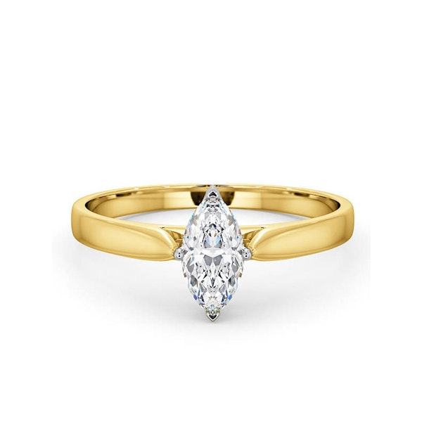 Certified Marquise 18K Gold Diamond Engagement Ring 0.50CT-G-H/SI - Image 3