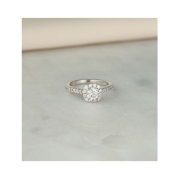 Elizabeth Diamond Halo Engagement Ring in Platinum 1.00ct G/SI1 - Image 6
