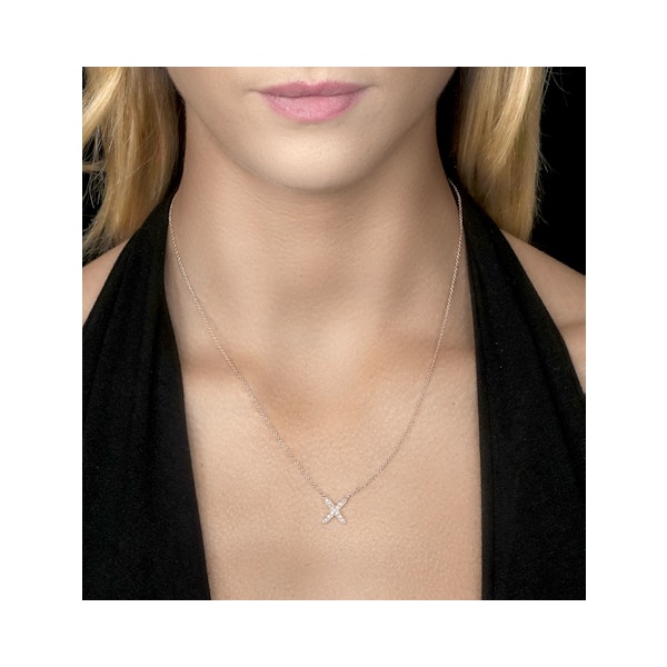 Initial 'X' Necklace Diamond Encrusted Pave Set in 9K Rose Gold - Image 2