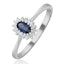 Sapphire 5 x 3mm And Diamond 9K White Gold Ring  A4432 - image 1