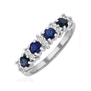 Sapphire 0.85ct And Diamond 9K White Gold Ring