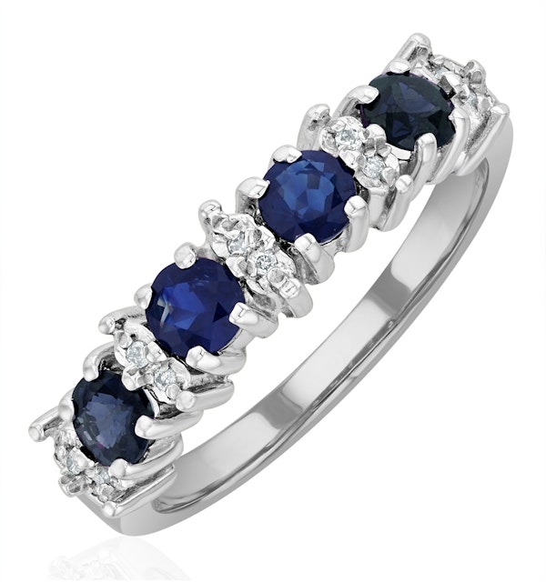 Sapphire 0.85ct And Diamond 9K White Gold Ring - image 1