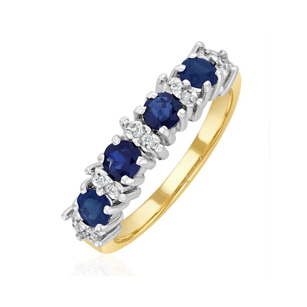 Sapphire 0.85ct And Diamond 9K Gold Ring - Image 1