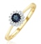 Sapphire 3 x 3mm And Diamond 18K Gold Ring - image 1