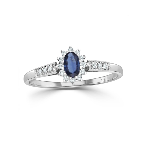 Sapphire Ring with Lab Diamonds in 925 Silver - 5 x 3mm Centre - Image 2