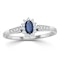 Sapphire 5 x 3mm And Diamond 18K White Gold Ring - image 2