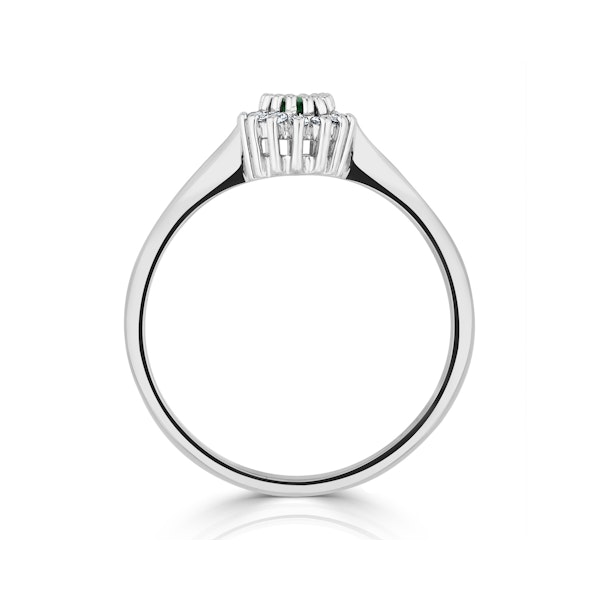 Emerald 5 x 3mm And Diamond 18K White Gold Ring SIZES L M - Image 3