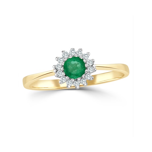 Emerald 3.5mm And Diamond 9K Gold Ring - Image 2