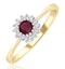 Ruby 3.5 x 3.5mm And Diamond 18K Gold Ring - image 1