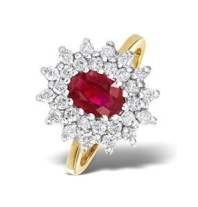 Ruby 7 x 5mm And Diamond 9K Gold Ring A3373 SIZES J M S