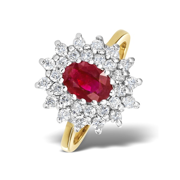 Ruby 7 x 5mm And Diamond 9K Gold Ring A3373 SIZES J M S - Image 1