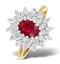 Ruby 7 x 5mm And Diamond 9K Gold Ring  A3373 - image 1