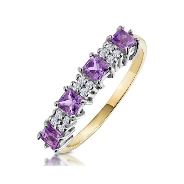 Amethyst 0.56ct And Diamond 9K Gold Ring - Image 1