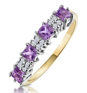 Amethyst 0.56ct And Diamond 9K Gold Ring