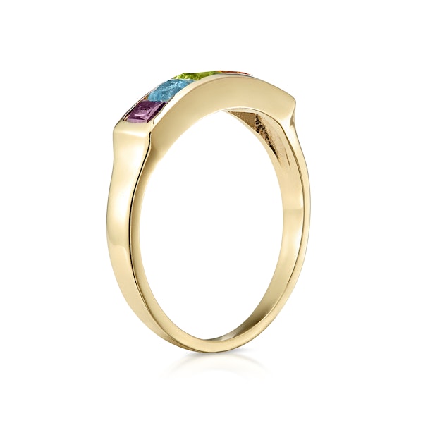 Multi Gem Stone 9K Yellow Gold Ring - Image 3