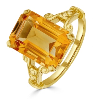 Citrine 14 x 10mm And 9K Gold Ring