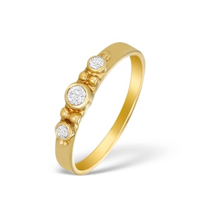 9K Gold Diamond Three Stone Ring SIZES M O