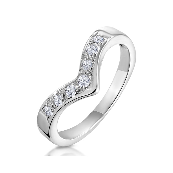 Diamond 0.11ct 9K White Gold Wishbone Ring - Image 1