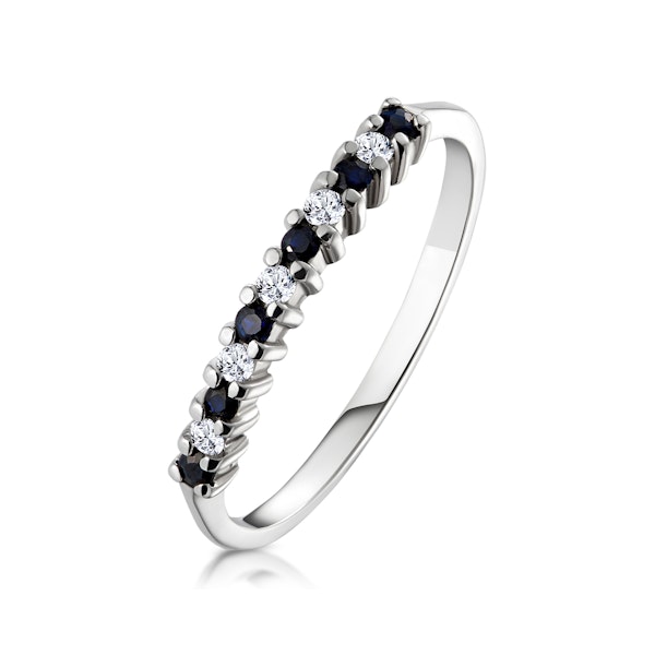Sapphire 0.10ct And Diamond 9K White Gold Ring - Image 1