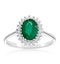 Emerald 8 x 6mm And Diamond 9K White Gold Ring - image 2
