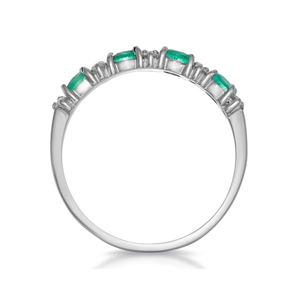 Emerald 0.60ct And Diamond 9K White Gold Ring - Image 3
