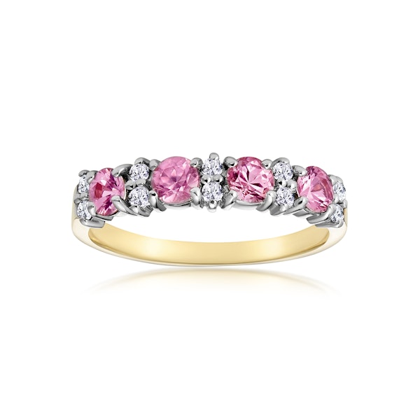 Pink Sapphire and 0.15ct Diamond Ring 9K Yellow Gold - Image 3