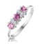 Pink Sapphire and 0.06ct Diamond Ring 9K White Gold - image 1