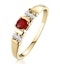 Ruby 3.75mm And Diamond 9K Gold Ring - image 1