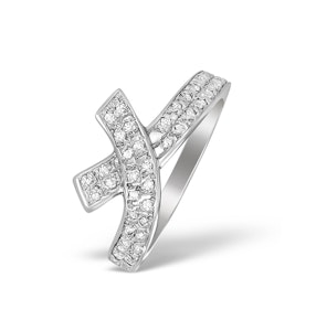 9K White Gold Diamond Pave Cross Design Ring - A4255 - SIZE L1/2