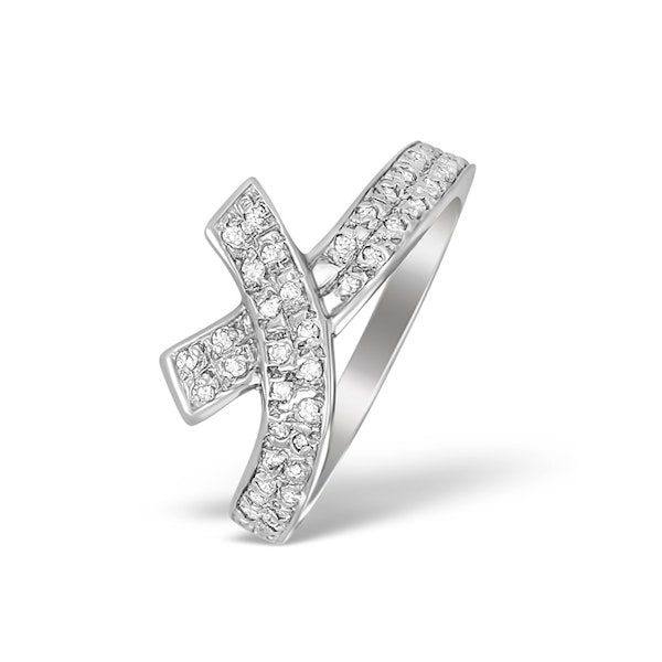 9K White Gold Diamond Pave Cross Design Ring - A4255 - SIZE L1/2 - Image 1