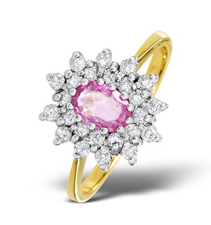 18K Gold Diamond and Pink Sapphire Ring 0.36ct