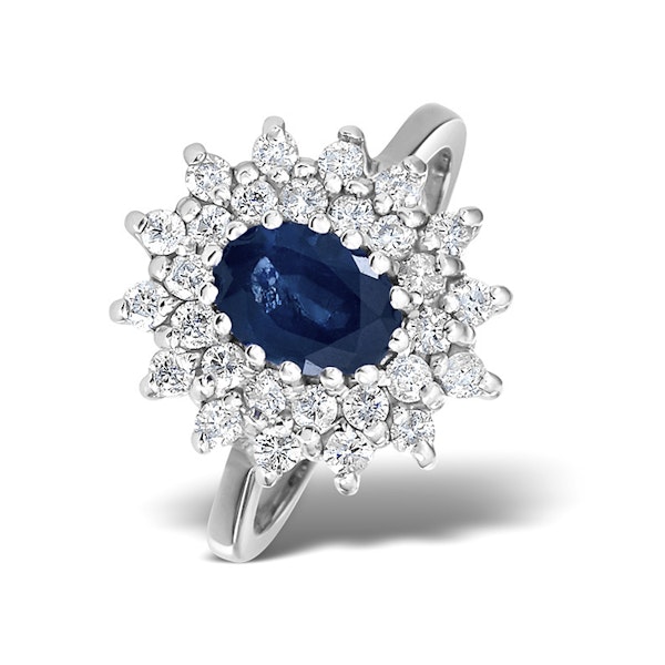 Sapphire 7 x 5mm And Diamond 0.56ct 18K White Gold Ring SIZES AVAILABLE J M S T - Image 1