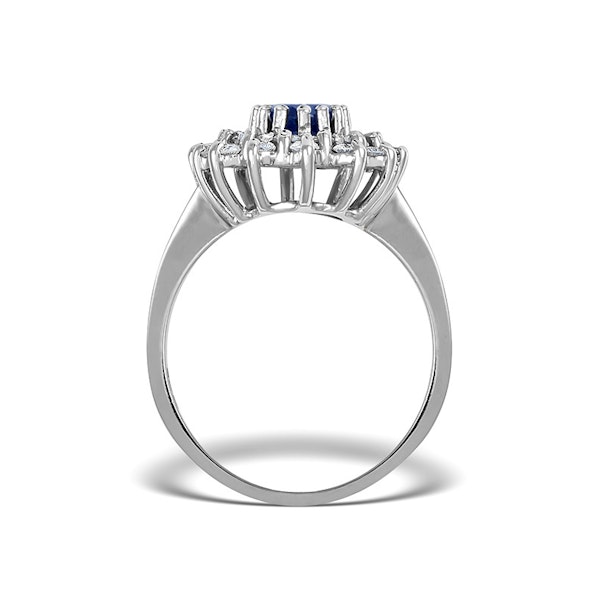 Sapphire 7 x 5mm And Diamond 9K White Gold Ring SIZES AVAILABLE N T - Image 2