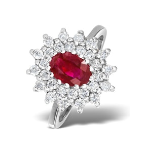 Ruby 7 x 5mm And Diamond 18K White Gold Ring SIZES AVAILABLE K R T