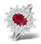 Ruby 7 x 5mm And Diamond 9K White Gold Ring  A4421 - image 1