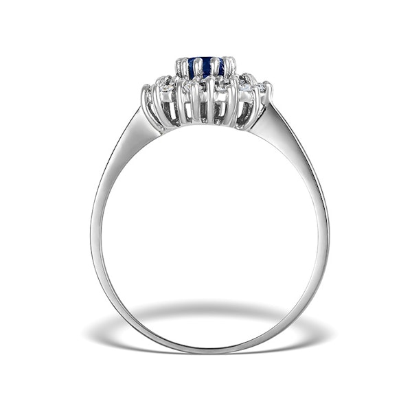 Sapphire 6 x 4mm And Diamond 18K White Gold Ring FET34-UY - Image 2