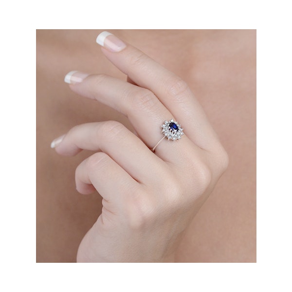 Sapphire 6 x 4mm And Diamond 18K White Gold Ring FET34-UY - Image 3