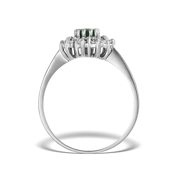Emerald 6 x 4mm And Diamond 9K White Gold Ring A4439 - Size J - Image 2