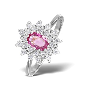 9K White Gold Diamond and Pink Sapphire Ring 0.36ct SIZES AVAILABLE K L